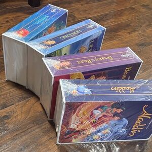 Disney VHS Blanket Set of 4 - Aladdin, Beauty & Beast, Lion King & Mermaid
